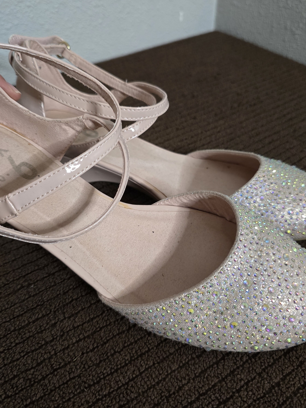 Mix NO 6 Sparkle Rhinestone Ankle-Strap Flats in Light Pink